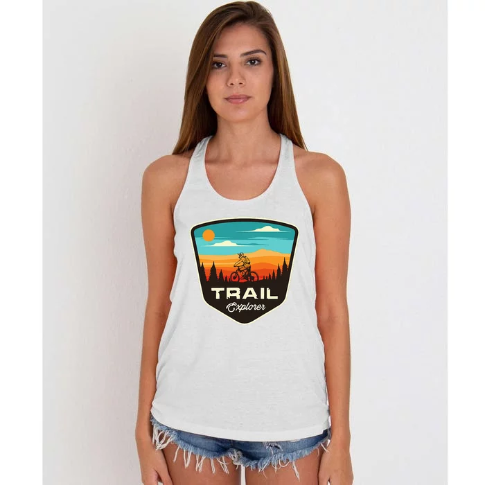 Retro Mtb Trail Mountain Bike Biking Cycling Enthusiast Idea Women's Knotted Racerback Tank