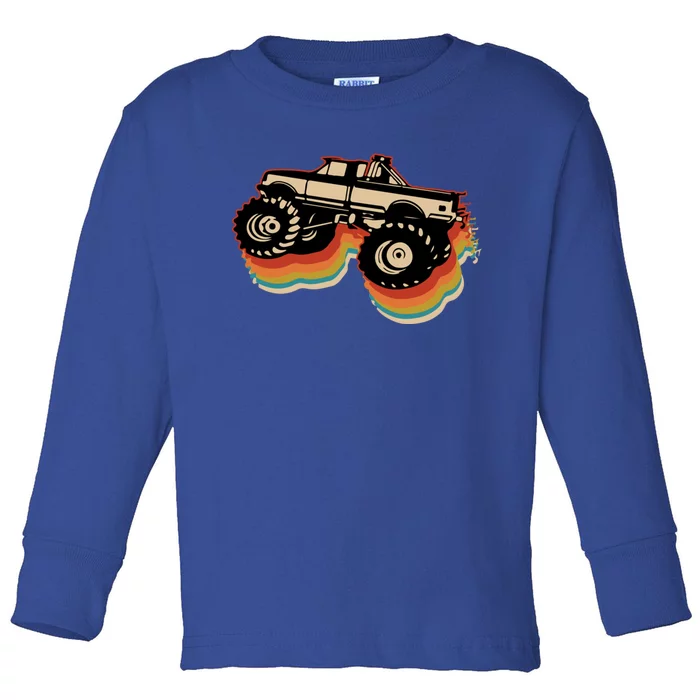 Retro Monster Truck Show Gift Vintage Monster Trucks Gift Toddler Long Sleeve Shirt