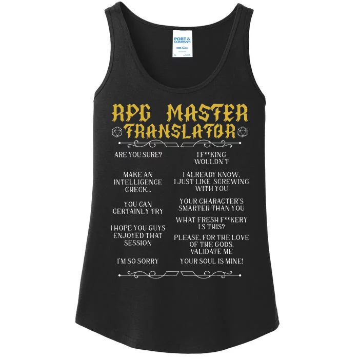 Rpg Master Translator D20 Tabletop Games Funny Rpg Gamer Ladies Essential Tank