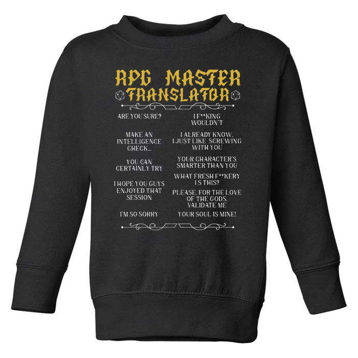 Rpg Master Translator D20 Tabletop Games Funny Rpg Gamer Toddler Sweatshirt