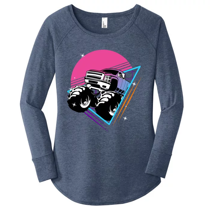 Retro Monster Truck Show Gift Vintage Monster Trucks Gift Women's Perfect Tri Tunic Long Sleeve Shirt