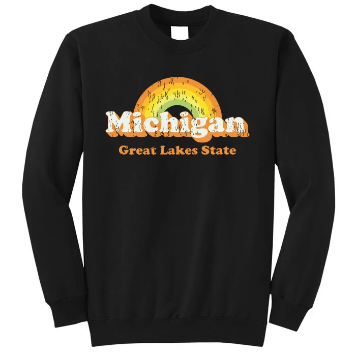 Retro Michigan T Vintage 70s Rainbow Design Sweatshirt