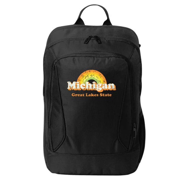 Retro Michigan T Vintage 70s Rainbow Design City Backpack