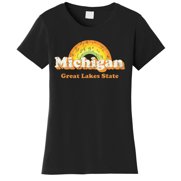 Retro Michigan T Vintage 70s Rainbow Design Women's T-Shirt