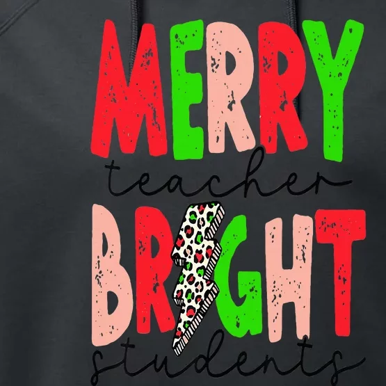 Retro Merry Teacher Bright Students Funny Christmas Teacher Performance Fleece Hoodie