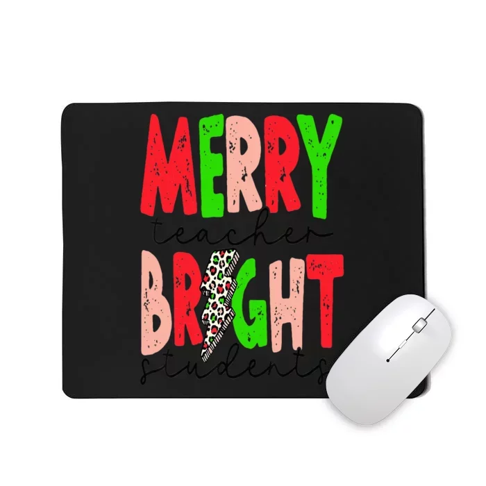 Retro Merry Teacher Bright Students Funny Christmas Teacher Mousepad