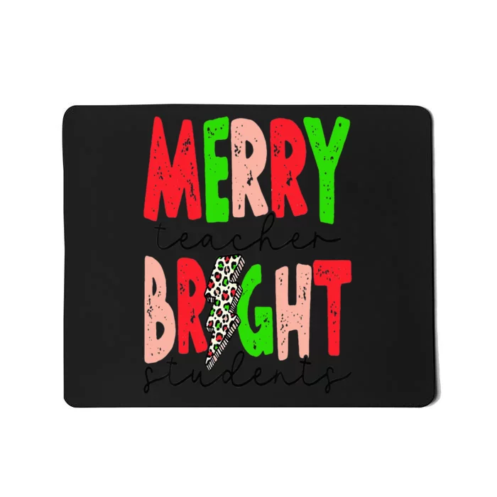 Retro Merry Teacher Bright Students Funny Christmas Teacher Mousepad