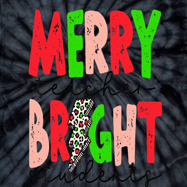 Retro Merry Teacher Bright Students Funny Christmas Teacher Tie-Dye T-Shirt