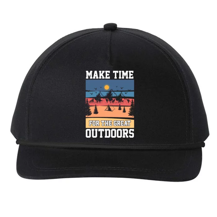 Retro Make Time Foe The Great Outdoors Camping For Camper Snapback Five-Panel Rope Hat