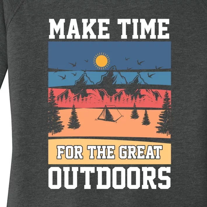 Retro Make Time Foe The Great Outdoors Camping For Camper Women's Perfect Tri Tunic Long Sleeve Shirt