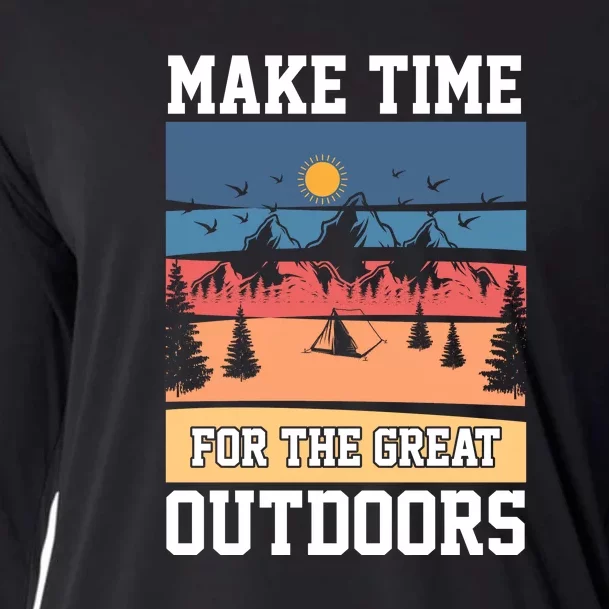 Retro Make Time Foe The Great Outdoors Camping For Camper Cooling Performance Long Sleeve Crew