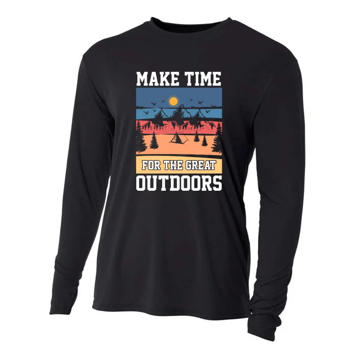 Retro Make Time Foe The Great Outdoors Camping For Camper Cooling Performance Long Sleeve Crew