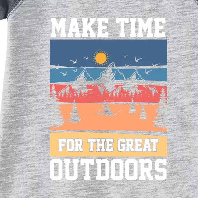 Retro Make Time Foe The Great Outdoors Camping For Camper Infant Baby Jersey Bodysuit