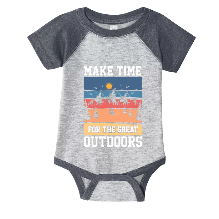 Retro Make Time Foe The Great Outdoors Camping For Camper Infant Baby Jersey Bodysuit