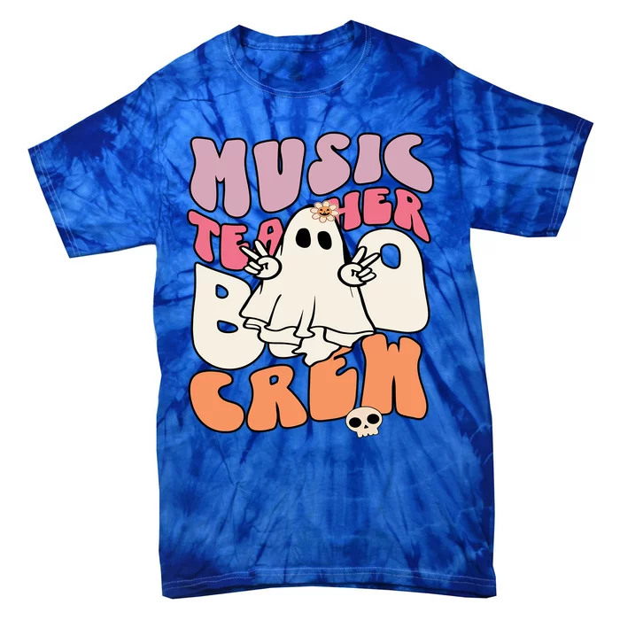 Retro Music Teacher Boo Crew Halloween Costume Teacher Squad Funny Gift Tie-Dye T-Shirt