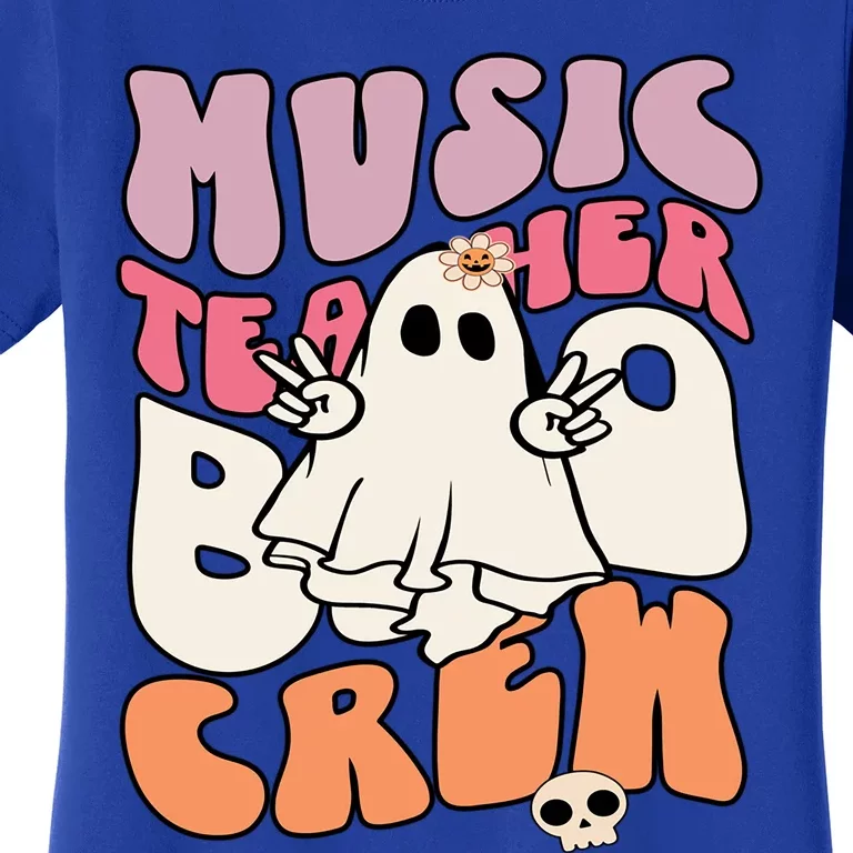 Retro Music Teacher Boo Crew Halloween Costume Teacher Squad Funny Gift Women's T-Shirt