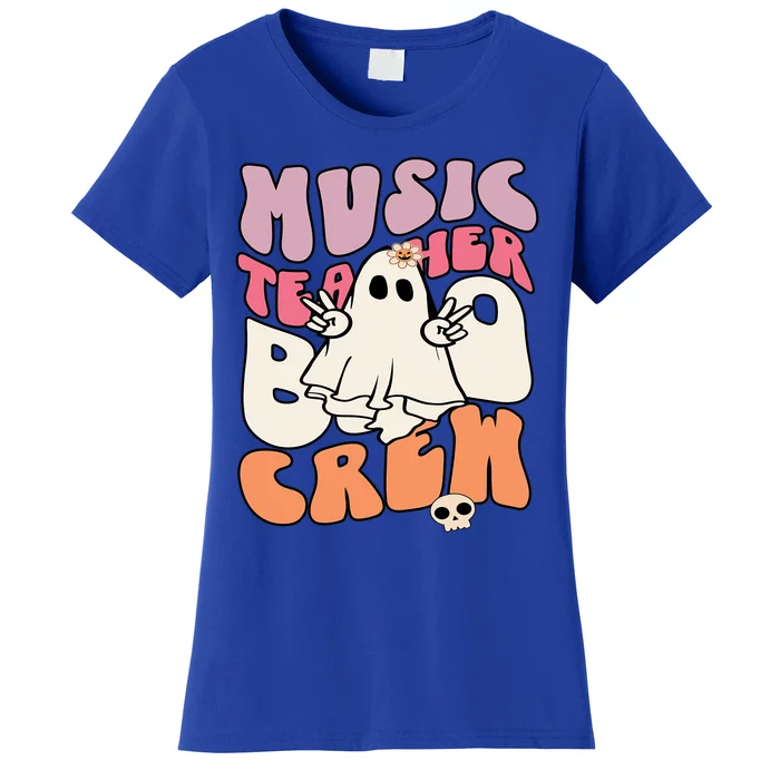 Retro Music Teacher Boo Crew Halloween Costume Teacher Squad Funny Gift Women's T-Shirt