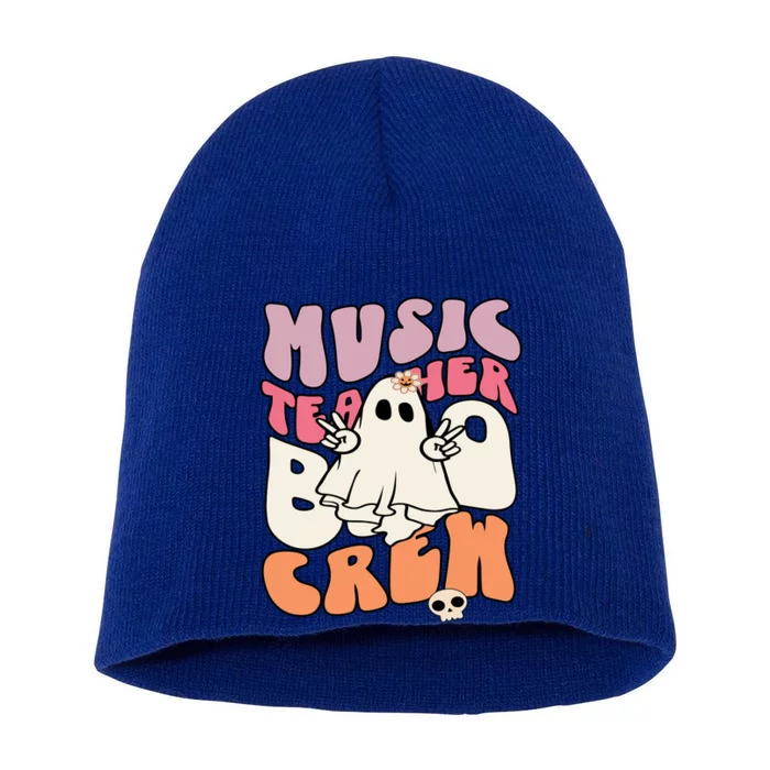 Retro Music Teacher Boo Crew Halloween Costume Teacher Squad Funny Gift Short Acrylic Beanie