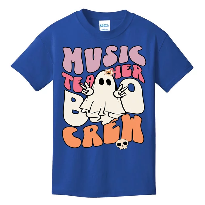 Retro Music Teacher Boo Crew Halloween Costume Teacher Squad Funny Gift Kids T-Shirt