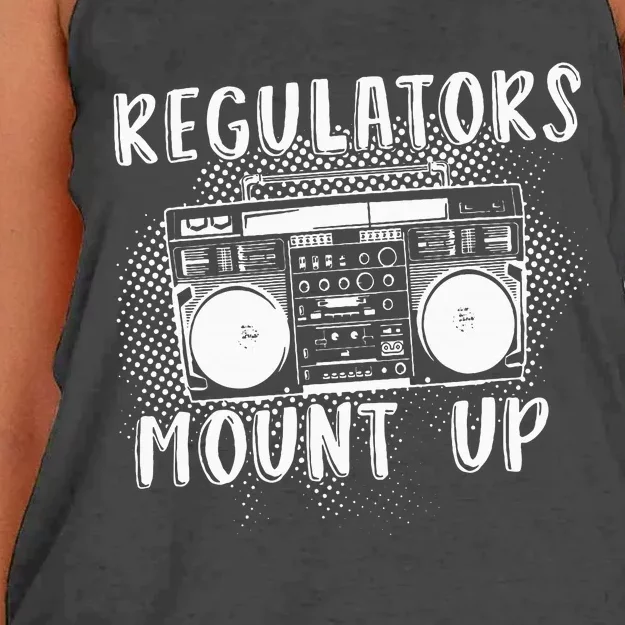 Regulators Mount Up The Radio And Music Women's Knotted Racerback Tank