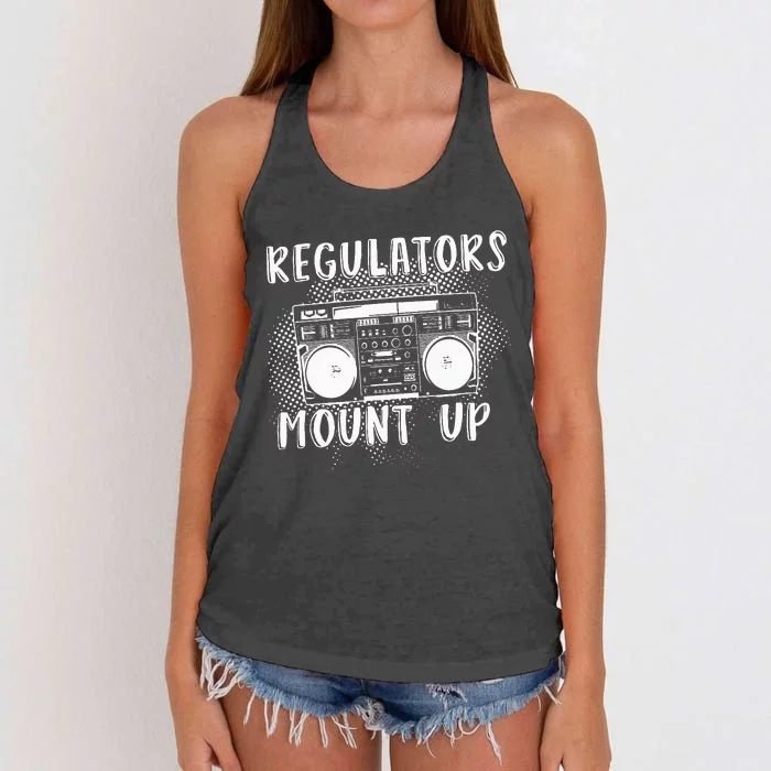 Regulators Mount Up The Radio And Music Women's Knotted Racerback Tank