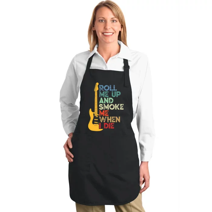 Roll Me Up And Smoke Me When I Die Guitar Full-Length Apron With Pocket