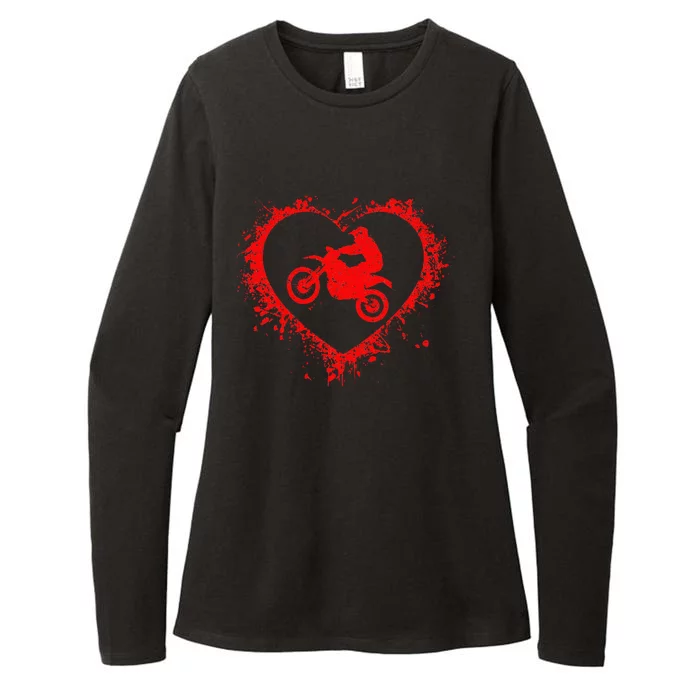 Retro Motocross Valentines Day Heart Shape My Valentine Womens CVC Long Sleeve Shirt