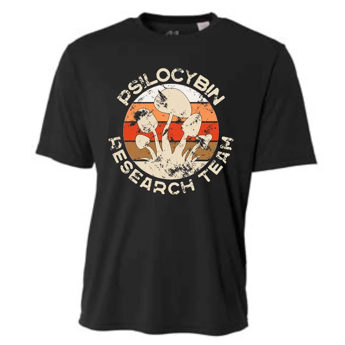 Retro Mushroom  Vintage Psilocybin Research Team Cooling Performance Crew T-Shirt