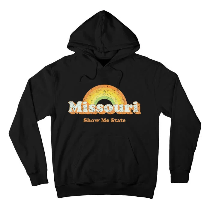 Retro Missouri Vintage 70s Rainbow Tall Hoodie