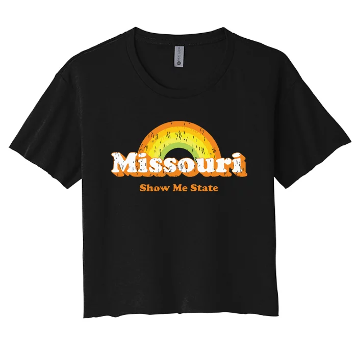 Retro Missouri Vintage 70s Rainbow Women's Crop Top Tee