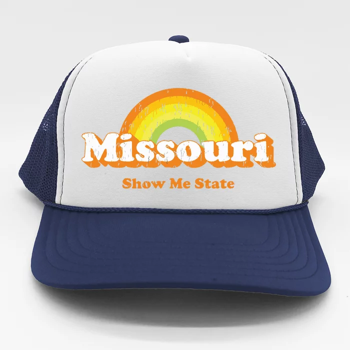 Retro Missouri Vintage 70s Rainbow Trucker Hat