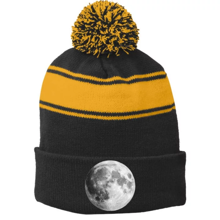 Real Moon Vintage Style Stripe Pom Pom Beanie