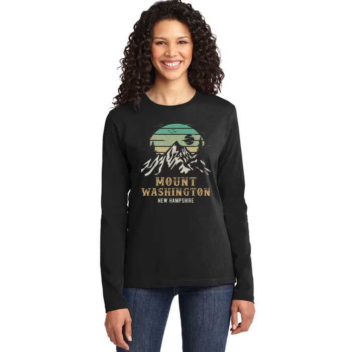 Retro Mount Washington NH Merchandise Hiking Mt Washington Ladies Long Sleeve Shirt