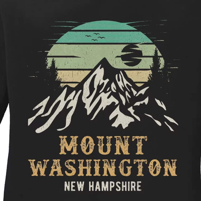 Retro Mount Washington NH Merchandise Hiking Mt Washington Ladies Long Sleeve Shirt