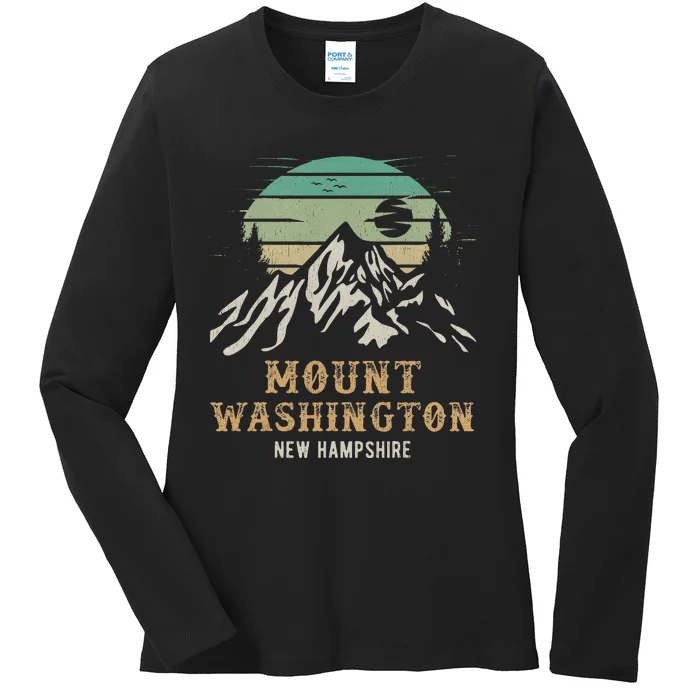 Retro Mount Washington NH Merchandise Hiking Mt Washington Ladies Long Sleeve Shirt