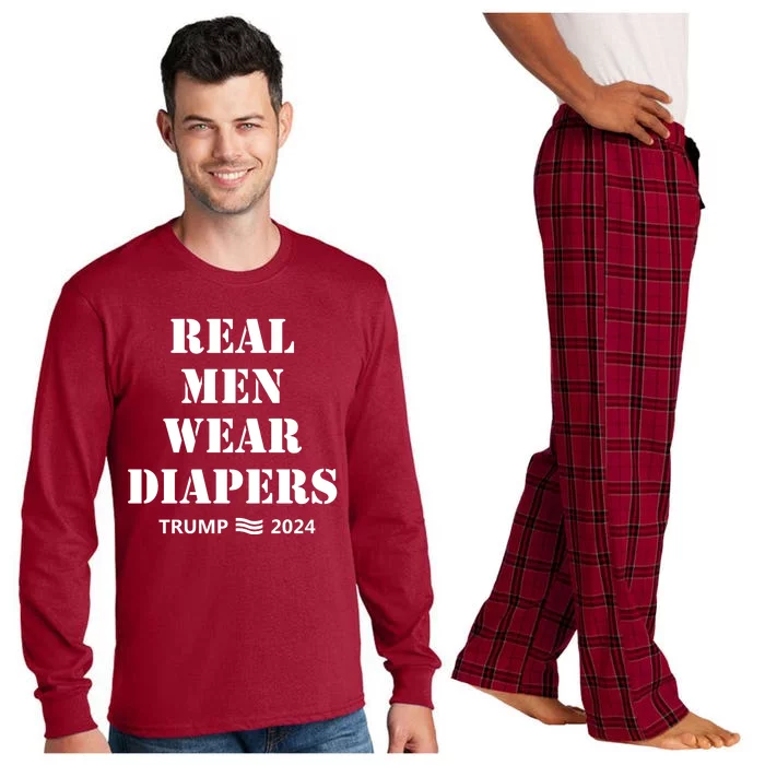 Real Man Wear Diapers Trump 2024 Long Sleeve Pajama Set