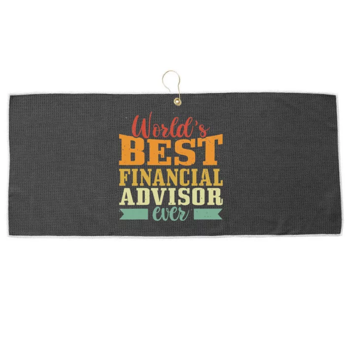 Retro Motif Worlds Best Financial Advisor Large Microfiber Waffle Golf Towel