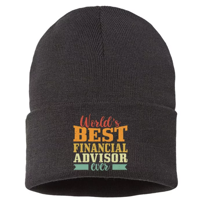 Retro Motif Worlds Best Financial Advisor Sustainable Knit Beanie