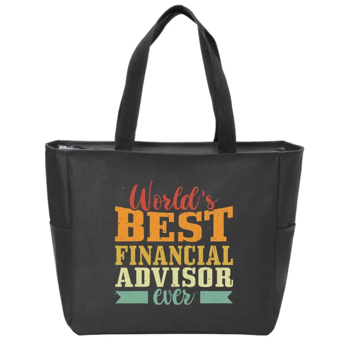 Retro Motif Worlds Best Financial Advisor Zip Tote Bag