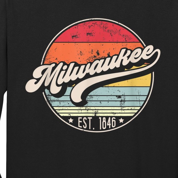 Retro Milwaukee WI Home City 70s Style Sunset Gift Long Sleeve Shirt