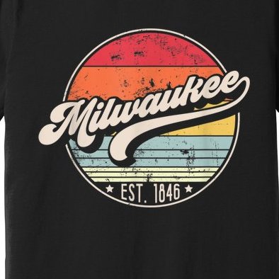 Retro Milwaukee WI Home City 70s Style Sunset Gift Premium T-Shirt