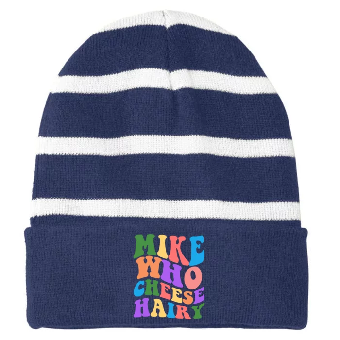 Retro Mike Who Cheese Hairy Striped Beanie with Solid Band