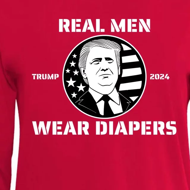 Real Man Wear Diapers Trump 2024 Womens Cotton Relaxed Long Sleeve T-Shirt