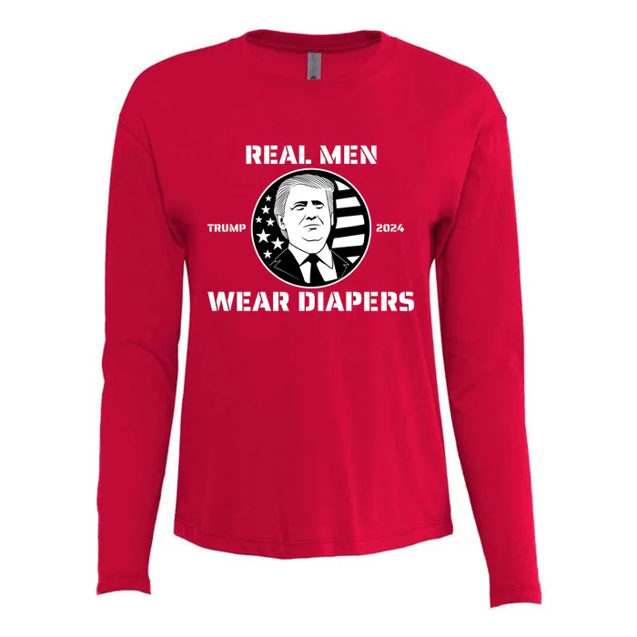 Real Man Wear Diapers Trump 2024 Womens Cotton Relaxed Long Sleeve T-Shirt