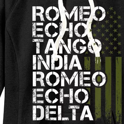 RETIRED Military  Wo Phonetic Alphabet Retirement Women's Fleece Hoodie