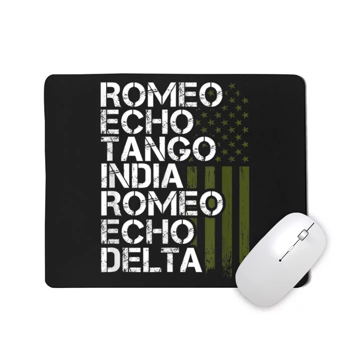 RETIRED Military  Wo Phonetic Alphabet Retirement Mousepad