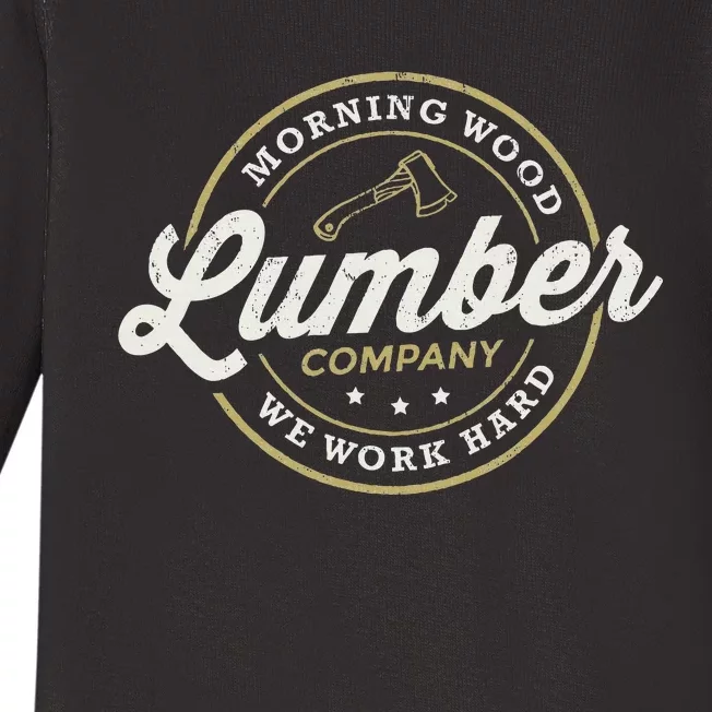 Retro M.O.R.N.I.N.G W.O.O.D Lumber Company Camping Woodman Baby Long Sleeve Bodysuit