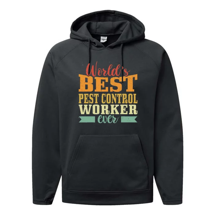 Retro Motif Worlds Best Pest Control Worker Performance Fleece Hoodie