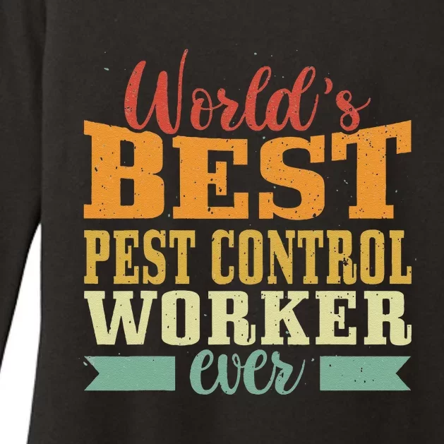 Retro Motif Worlds Best Pest Control Worker Womens CVC Long Sleeve Shirt