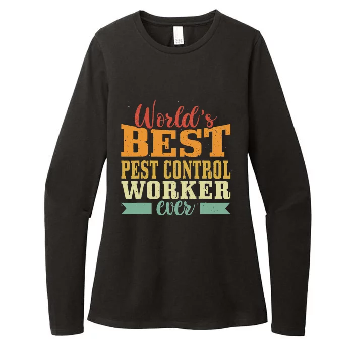 Retro Motif Worlds Best Pest Control Worker Womens CVC Long Sleeve Shirt